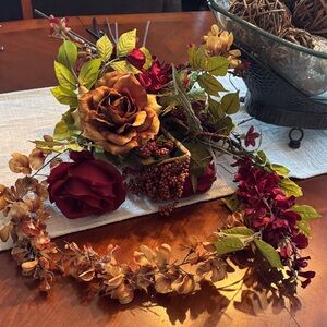 Autumn Floral Arrangement with Red and Orange Accents
